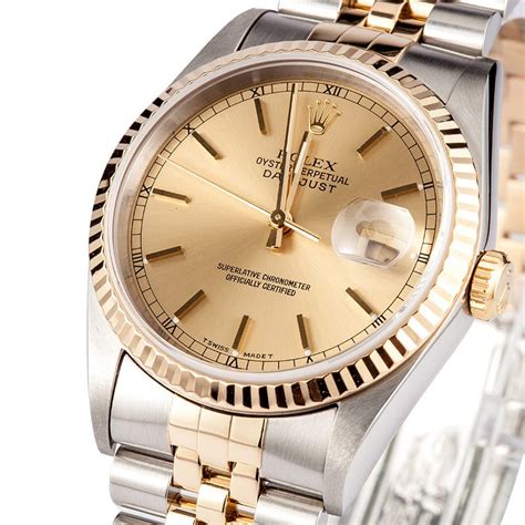 rolex stainless and gold datejust.